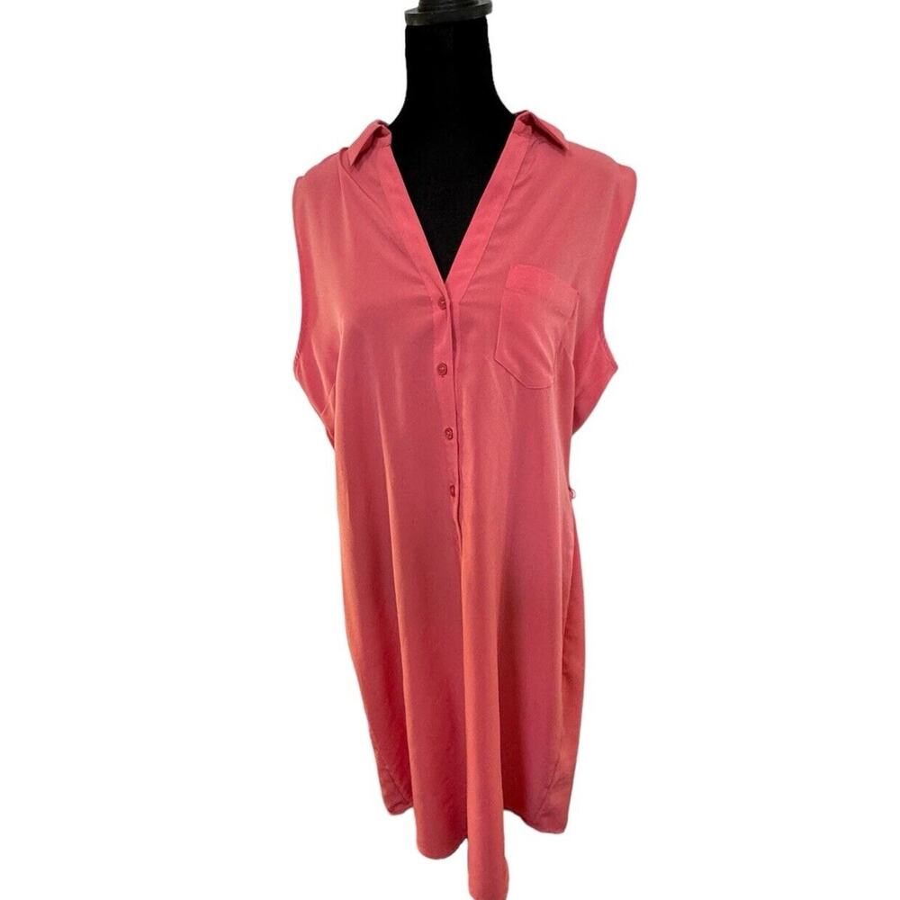 The Limited V-neck Shirt‎ Dress Buttons L Coral Elegant Casual Spring NO BELT